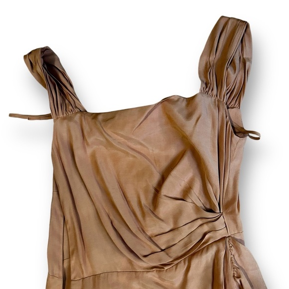 MAJE Routila Wrap Effect Cold Shoulder Midi Dress in Terracotta Size 1 (Small) - Picture 5 of 13